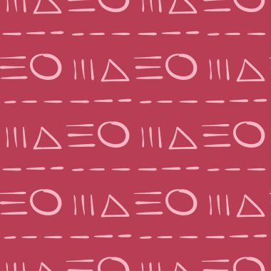 Geometrik süsleme. Kırmızı ve soluk pembe seamless modeli web, Tekstil ve duvar kağıtları için