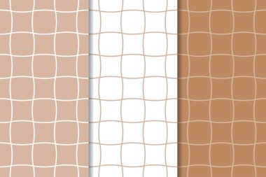 Kahverengi ve beyaz geometrik süsler. Web, Tekstil ve duvar kağıtları için dikişsiz desen seti