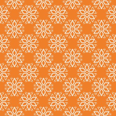 Turuncu zemin üzerine beyaz çiçek süsleme. Tekstil ve duvar kağıtları için seamless modeli