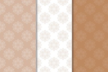 Kahverengi çiçek süsler. Tekstil ve duvar kağıtları için dikey Dikişsiz desen seti