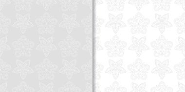 Işık gri çiçek arka planlar. Tekstil ve duvar kağıtları için dikişsiz desen seti