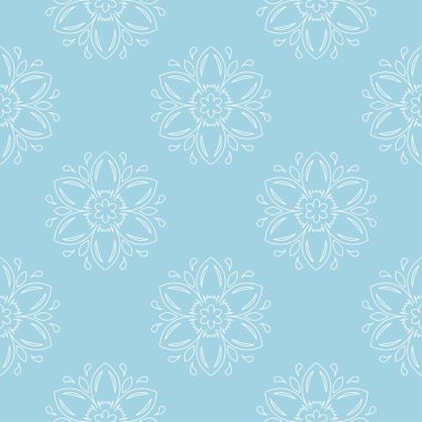 Mavi ve beyaz çiçek süsleme. Tekstil ve duvar kağıtları için seamless modeli