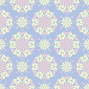 Çiçek seamless modeli. Soluk mavi arka plan duvar kağıtları, Tekstil ve kumaş için bej ve pembe çiçek öğeleri ile