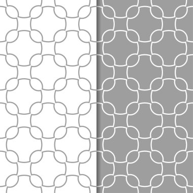 Gri ve beyaz geometrik süsler. Web, Tekstil ve duvar kağıtları için dikişsiz desen seti