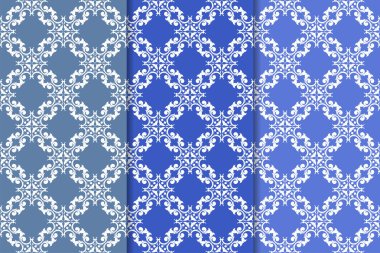 Çiçek süsler kümesi. Mavi dikey Dikişsiz desen. Duvar kağıdı arka plan