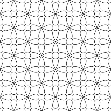 Beyaz arka planda siyah geometrik süsleme. Web, Tekstil ve duvar kağıtları için seamless modeli