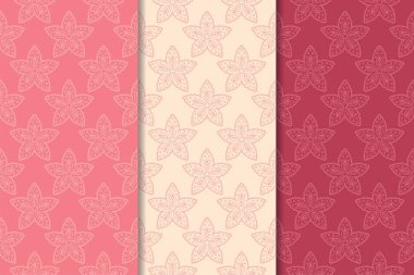 Kırmızı çiçekli süsler kümesi. Kiraz pembe dikey Dikişsiz desen. Duvar kağıdı arka plan