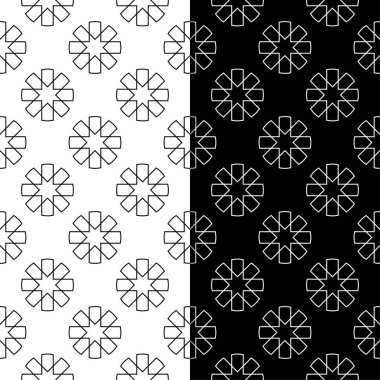 Siyah ve beyaz geometrik yazdırır. Web, Tekstil ve duvar kağıtları için dikişsiz desen seti