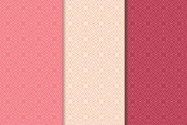 Geometrik süsler kümesi. Web, Tekstil ve duvar kağıtları için kiraz kırmızı Dikişsiz desen