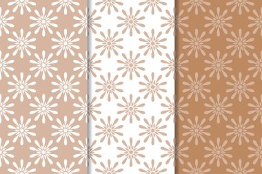 Kahverengi çiçek süsler. Tekstil ve duvar kağıtları için dikey Dikişsiz desen seti