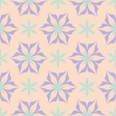 Çiçek seamless modeli. Bej renkli arka plan duvar kağıtları, Tekstil ve kumaş için mor ve mavi çiçek öğeleri ile