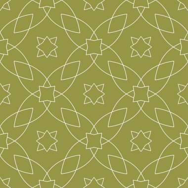 Zeytin yeşili ve beyaz geometrik süsleme. Web, Tekstil ve duvar kağıtları için seamless modeli