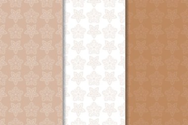 Kahverengi çiçek arka planlar. Tekstil ve duvar kağıtları için dikişsiz desen seti