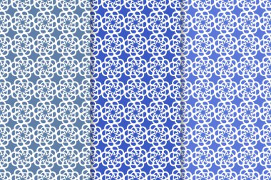 Çiçek süsler kümesi. Mavi dikey Dikişsiz desen. Duvar kağıdı arka plan