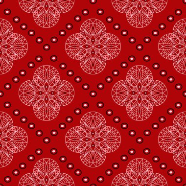 Geometrik tasarım ile Seamless modeli. Duvar kağıtları, Tekstil ve kumaş için siyah kırmızı ve beyaz arka plan.