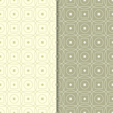 Zeytin yeşili geometrik süsler. Web, Tekstil ve duvar kağıtları için dikişsiz desen seti