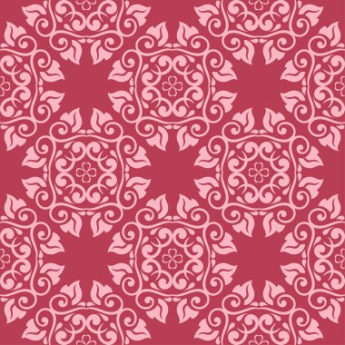 Kırmızı çiçek süsleme. Tekstil ve duvar kağıtları için seamless modeli