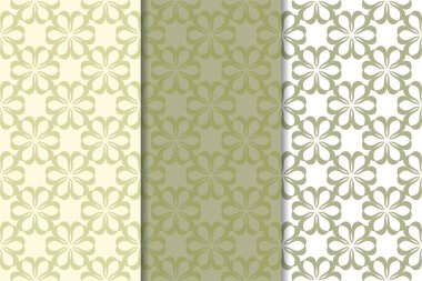 Zeytin yeşili çiçek arka planlar. Tekstil ve duvar kağıtları için dikişsiz desen seti