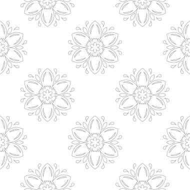 Beyaz ve gri çiçek süsleme. Tekstil ve duvar kağıtları için seamless modeli