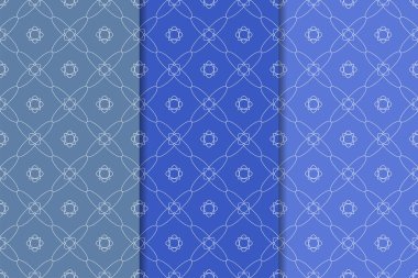 Mavi geometrik süsler. Web, Tekstil ve duvar kağıtları için dikey Dikişsiz desen seti