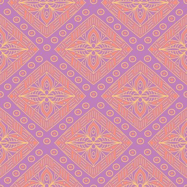 Geometrik menekşe seamless modeli. Parlak renkli arka plan duvar kağıtları, Tekstil ve kumaş için pembe ve sarı öğeler