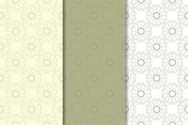 Zeytin yeşili kümesi çiçek süsler. Tekstil ve duvar kağıtları için dikişsiz desen