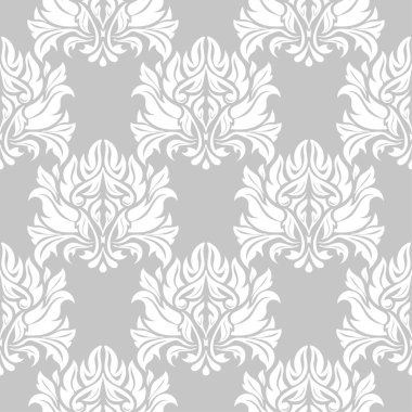 Gri ve beyaz çiçek süsleme. Tekstil ve duvar kağıtları için seamless modeli