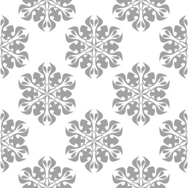 Beyaz ve gri çiçek süsleme. Tekstil ve duvar kağıtları için seamless modeli