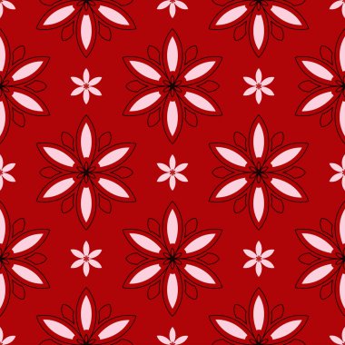 Kırmızı zemin üzerine çiçek seamless modeli. Arka plan duvar kağıtları, Tekstil ve kumaş için