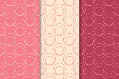 Kiraz kırmızısı geometrik süsler. Web, Tekstil ve duvar kağıtları için dikey Dikişsiz desen seti