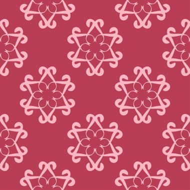 Kırmızı zemin üzerine çiçek süsleme. Tekstil ve duvar kağıtları için seamless modeli