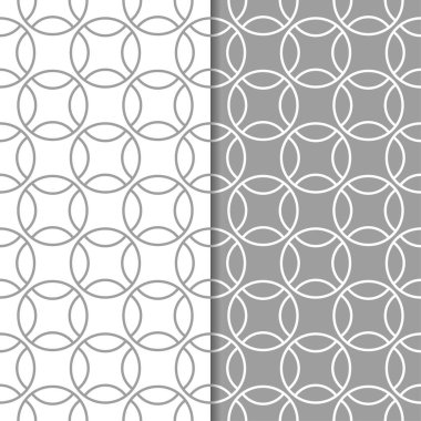 Gri ve beyaz geometrik süsler. Web, Tekstil ve duvar kağıtları için dikişsiz desen seti