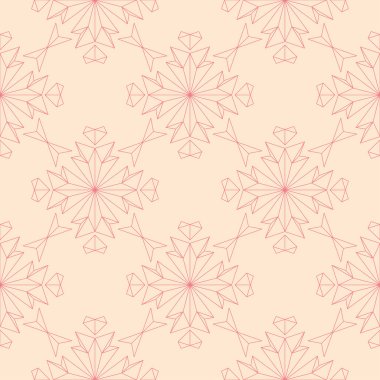 Bej renkli arka plan üzerinde kırmızı çiçekli süs. Tekstil ve duvar kağıtları için seamless modeli