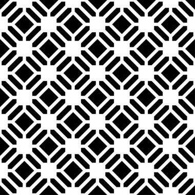 Beyaz arka planda siyah geometrik süsleme. Web, Tekstil ve duvar kağıtları için seamless modeli