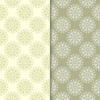 Zeytin yeşili çiçek arka planlar. Tekstil ve duvar kağıtları için dikişsiz desen seti