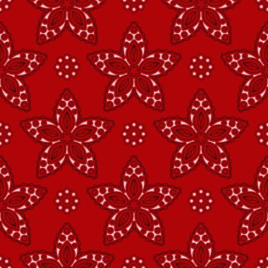 Siyah ve beyaz çiçek tasarım ile kırmızı seamless modeli. Duvar kağıdı arka plan