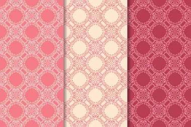 Kiraz kırmızı çiçek desenleri kümesi. Dikey Dikişsiz desen. Duvar kağıdı arka plan