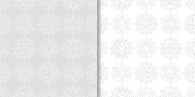 Işık gri çiçek arka planlar. Tekstil ve duvar kağıtları için dikişsiz desen seti