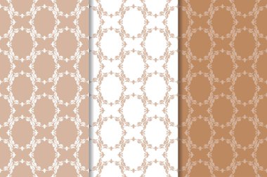 Kahverengi çiçek süsler. Tekstil ve duvar kağıtları için dikey Dikişsiz desen seti