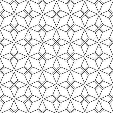 Geometrik süsleme. Siyah üzerine beyaz seamless modeli web, Tekstil ve duvar kağıtları için