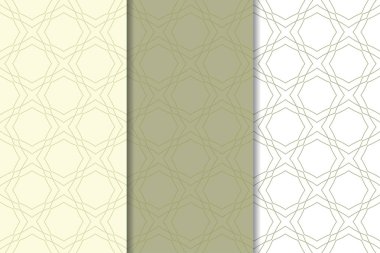 Zeytin yeşili ve beyaz geometrik süsler. Web, Tekstil ve duvar kağıtları için dikey Dikişsiz desen seti