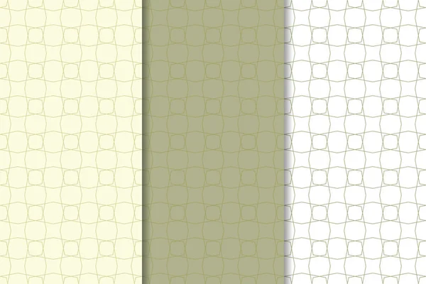 Zeytin yeşili ve beyaz geometrik süsler. Web, Tekstil ve duvar kağıtları için dikey Dikişsiz desen seti