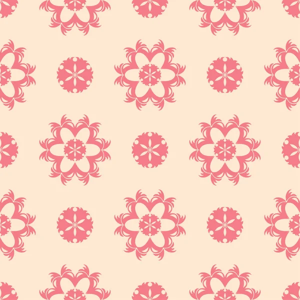 Bej renkli arka plan üzerinde kırmızı çiçekli süs. Tekstil ve duvar kağıtları için seamless modeli