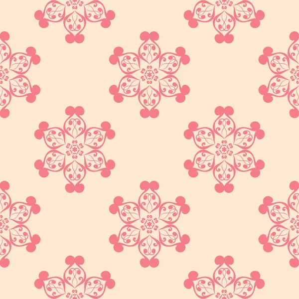 Adorno Floral Rojo Sobre Fondo Beige Patrón Sin Costuras Para — Vector de stock