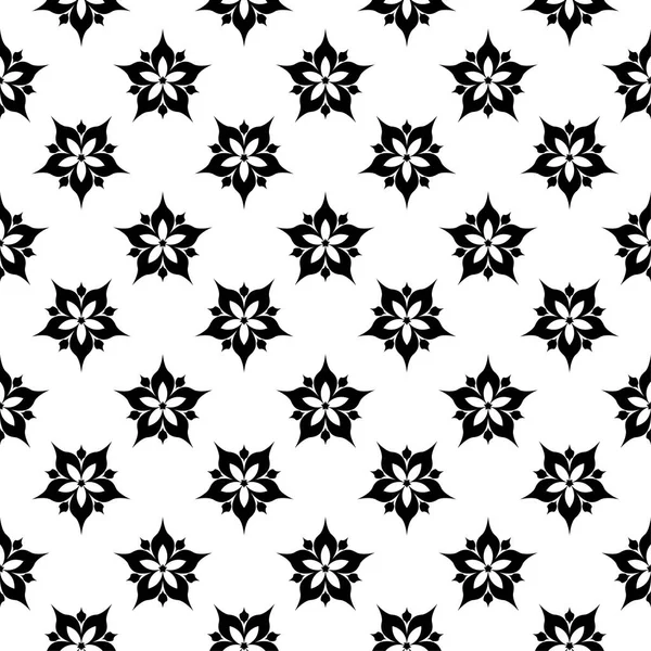 Beyaz arka planda siyah çiçek süsleme. Tekstil ve duvar kağıtları için seamless modeli