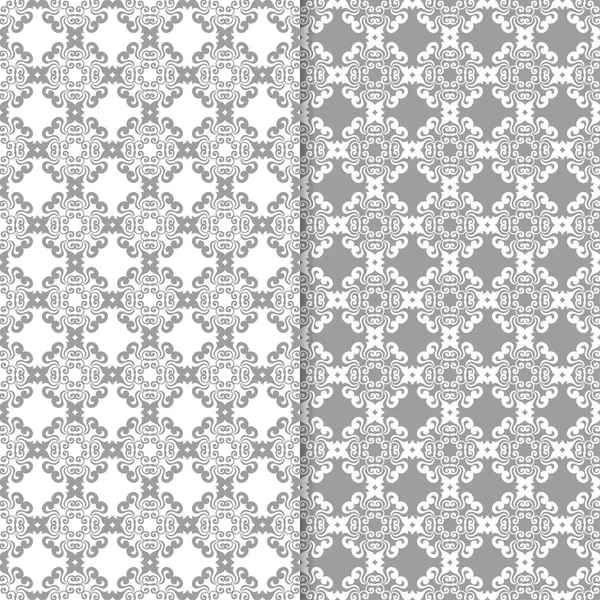 Beyaz ve gri arka plan çiçek kümesi. Tekstil ve duvar kağıtları için dikişsiz desen