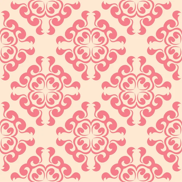 Bej renkli arka plan üzerinde kırmızı çiçekli süs. Tekstil ve duvar kağıtları için seamless modeli