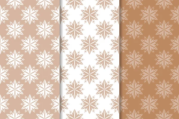 Kahverengi çiçek arka planlar. Tekstil ve duvar kağıtları için dikişsiz desen seti