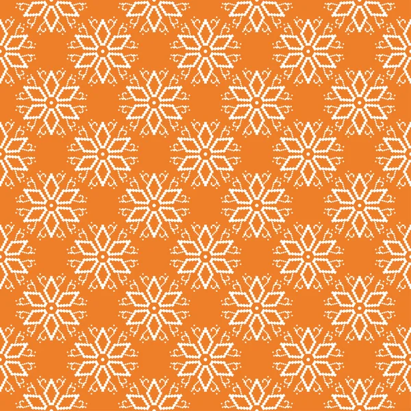 Ornement Floral Blanc Sur Fond Orange Modèle Sans Couture Pour — Image vectorielle