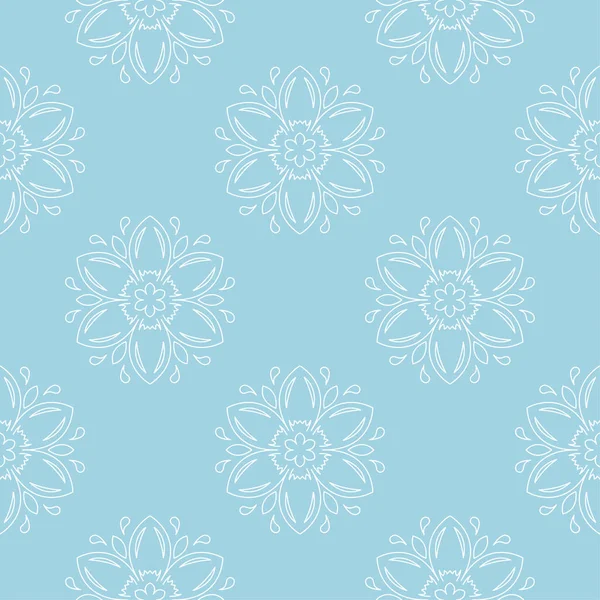 Ornement Floral Bleu Blanc Modèle Sans Couture Pour Textile Les — Image vectorielle